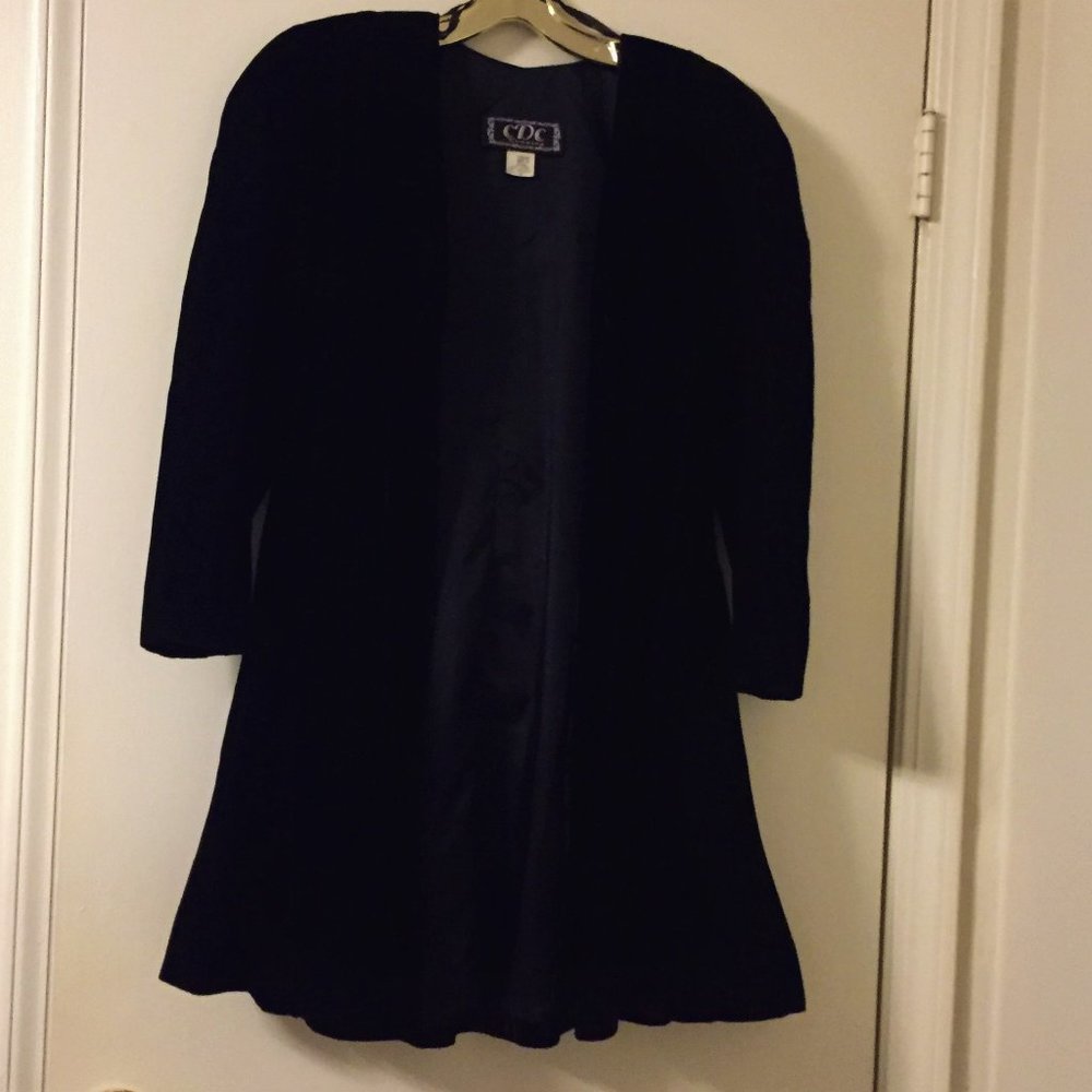 Vintage Black Velvet Swing Coat/Necklace Shown Is Free With Purchase of Coat